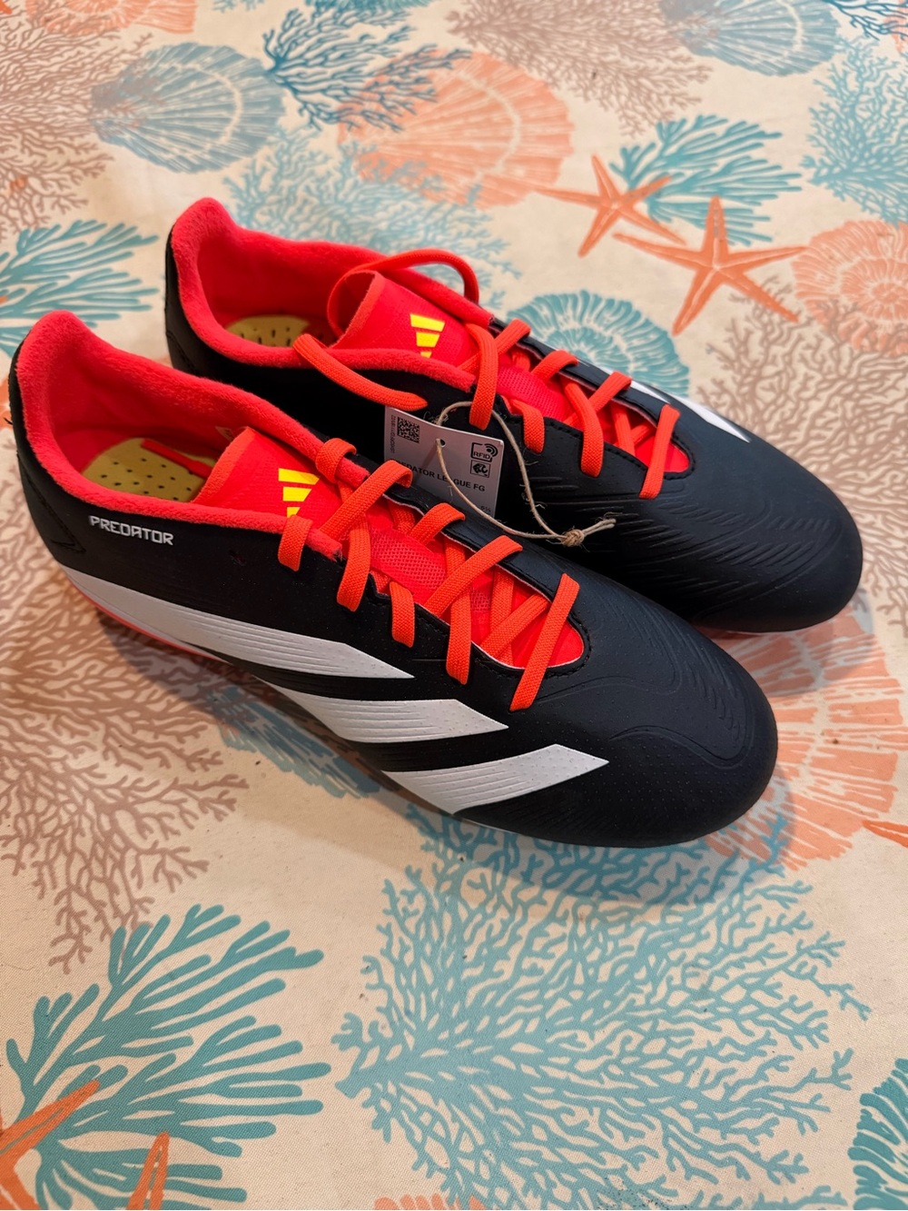 adidas Kids Predator Soccer Shoes - Black with Red and White
